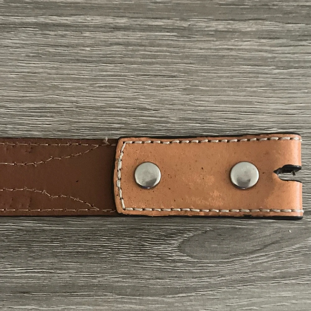 Nocona Genuine Leather Brown and Silver Unisex Western Belt 28